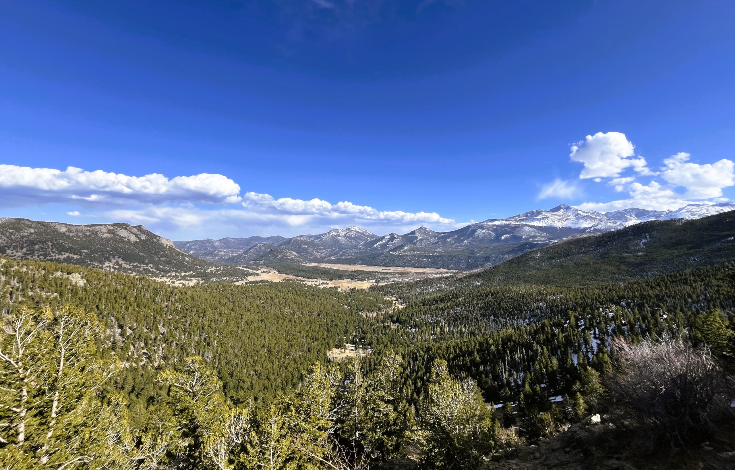 An outlook view of Rocky Mountain National Park, Colorado